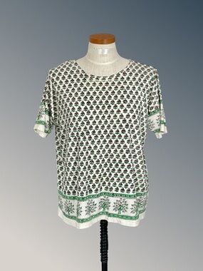 Vintage 80’s Classic Brand All Cotton Short Sleeve Indian Block Print Top SzXXL